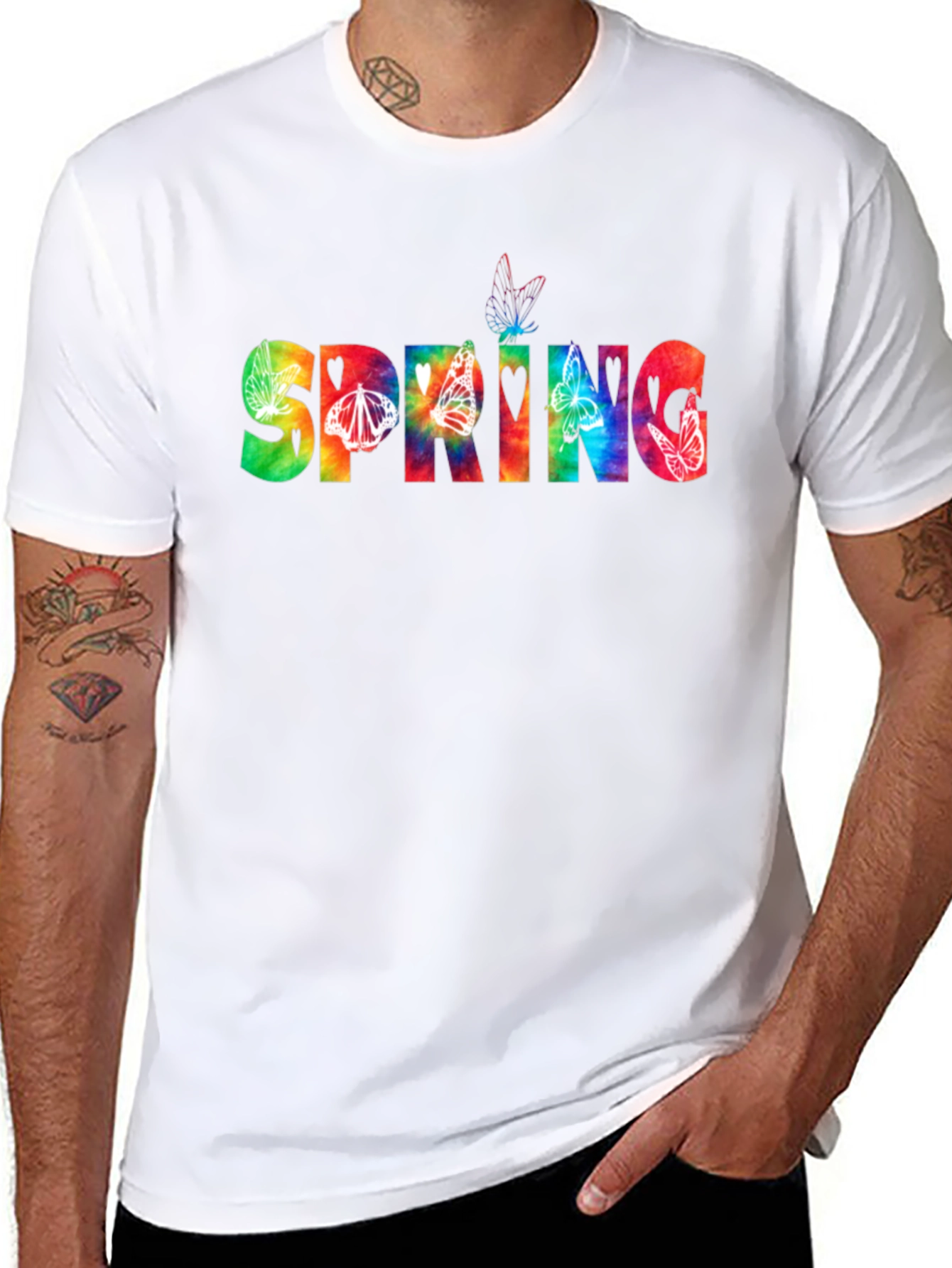 Spring Tie-Dye Butterfly Graphic T-Shirt