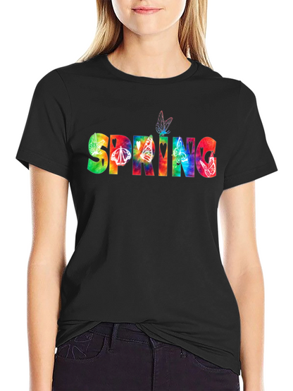 Spring Tie-Dye Butterfly Graphic T-Shirt