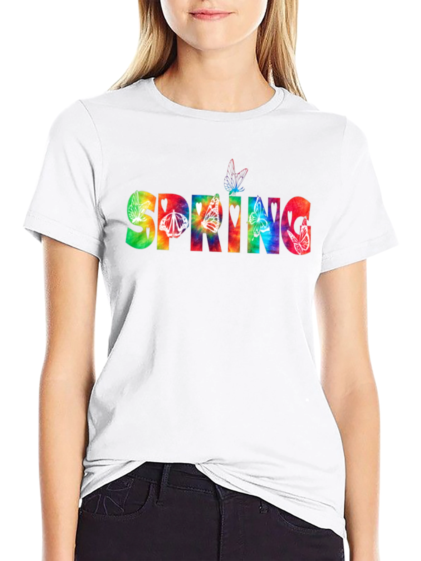Spring Tie-Dye Butterfly Graphic T-Shirt