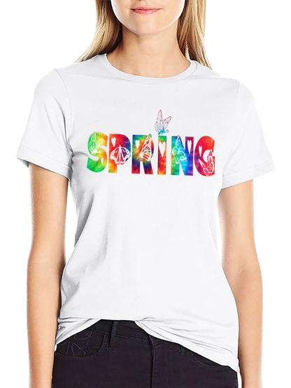 Spring Tie-Dye Butterfly Graphic T-Shirt