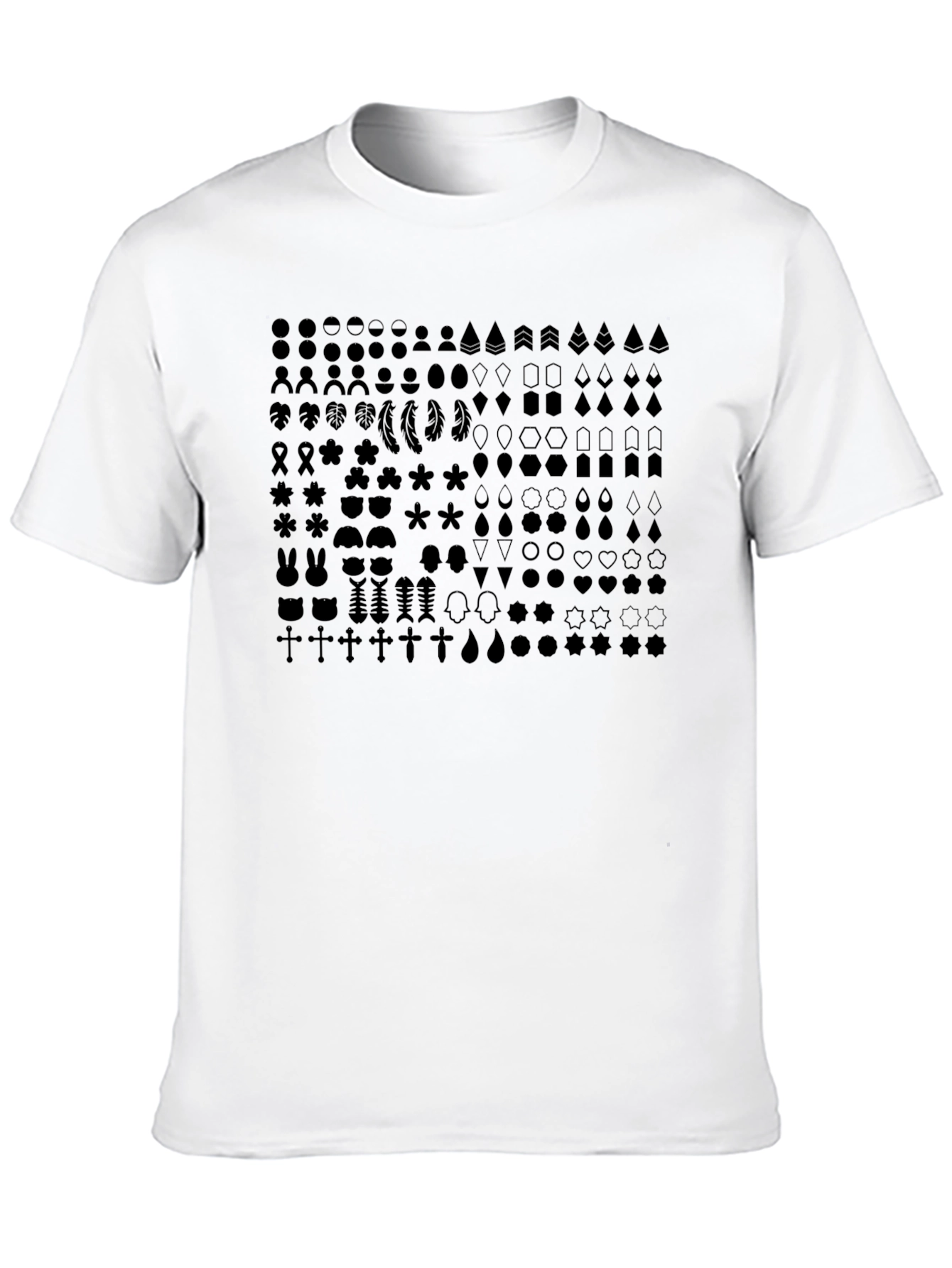 Patterned Unisex Black T-Shirt