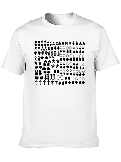 Patterned Unisex Black T-Shirt