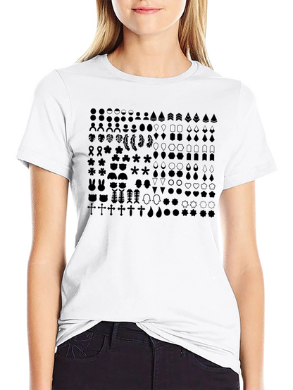 Patterned Unisex Black T-Shirt