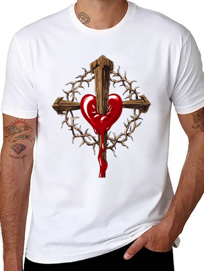 Heart Cross Graphic Black T-Shirt