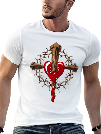 Heart Cross Graphic Black T-Shirt