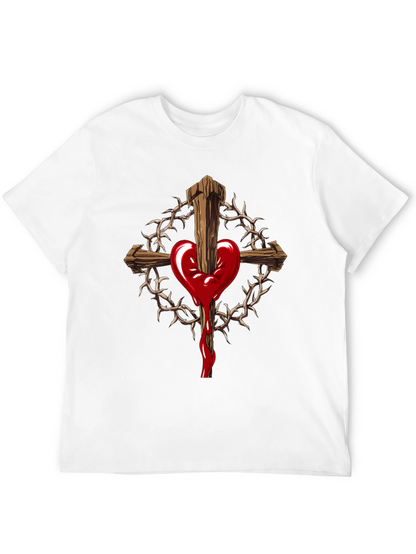 Heart Cross Graphic Black T-Shirt