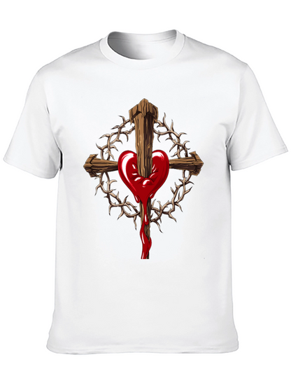 Heart Cross Graphic Black T-Shirt