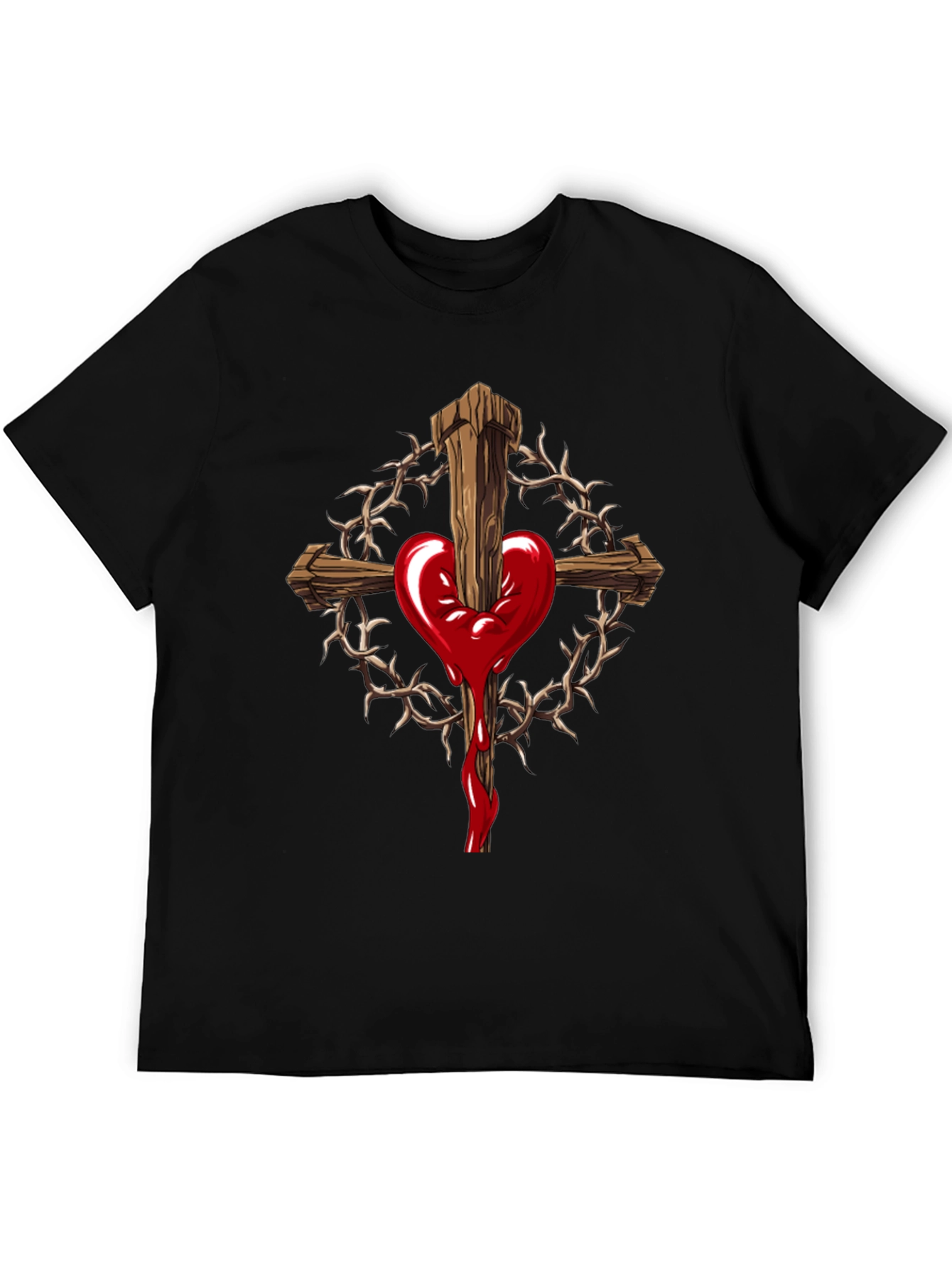 Heart Cross Graphic Black T-Shirt