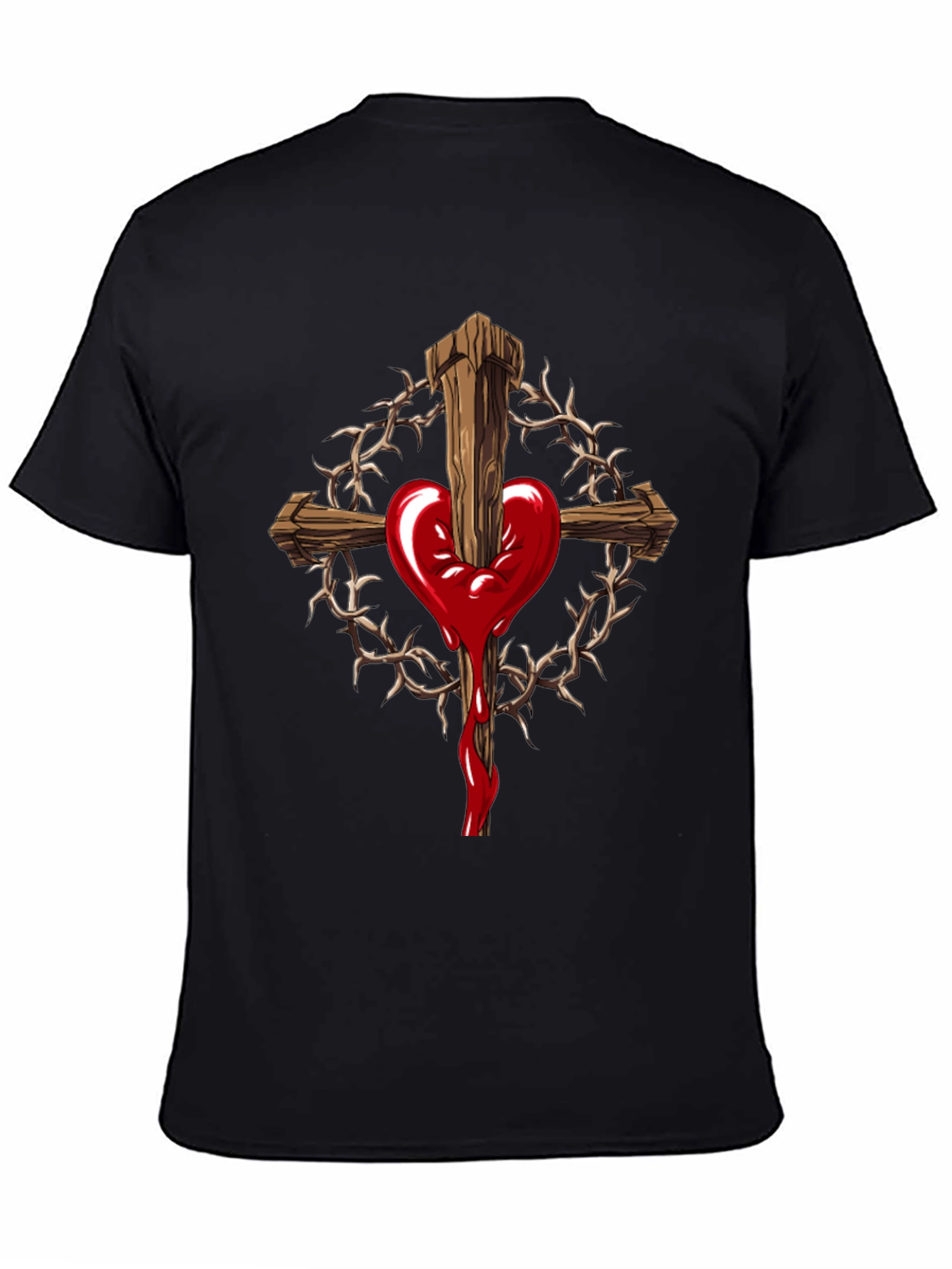 Heart Cross Graphic Black T-Shirt
