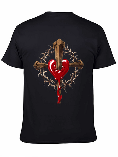 Heart Cross Graphic Black T-Shirt