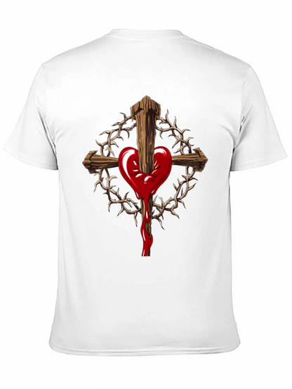Heart Cross Graphic Black T-Shirt