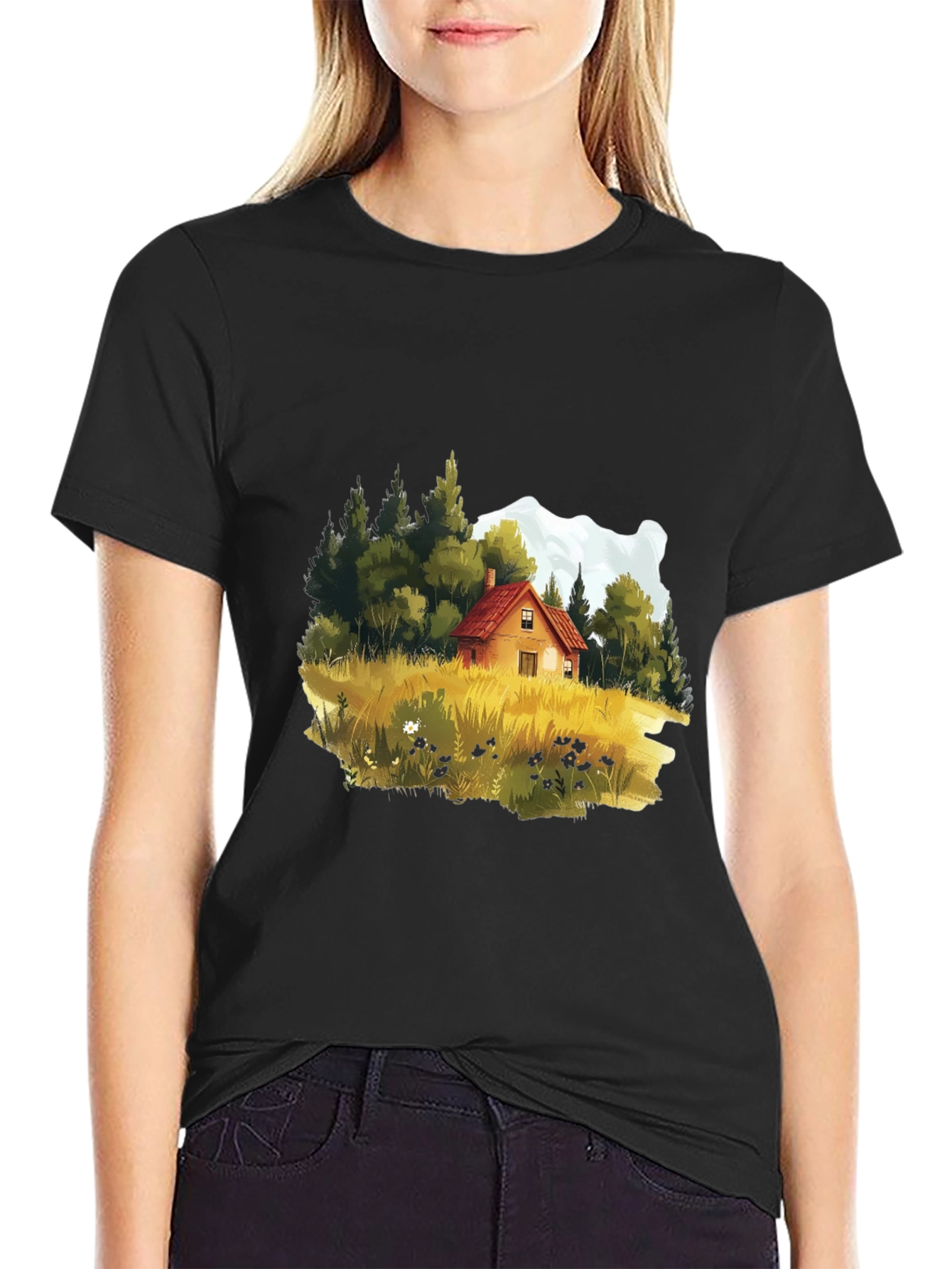 Cabin in the Woods Graphic Tee - Black