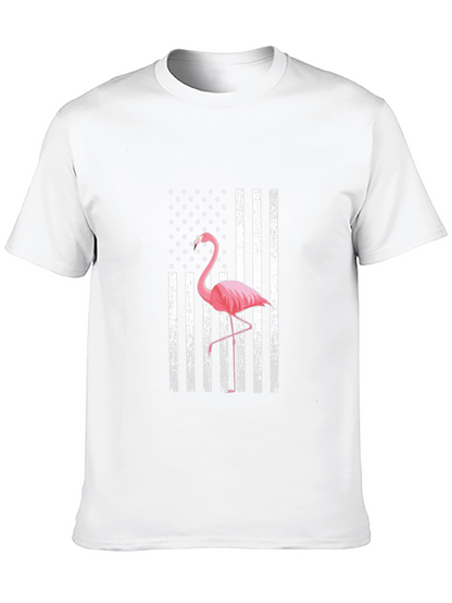 Flamingo American Flag Graphic T-Shirt