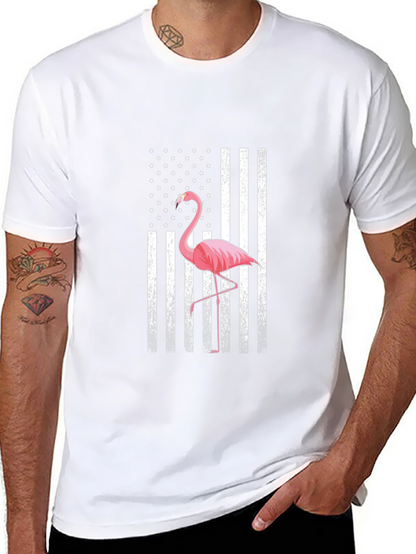 Flamingo American Flag Graphic T-Shirt