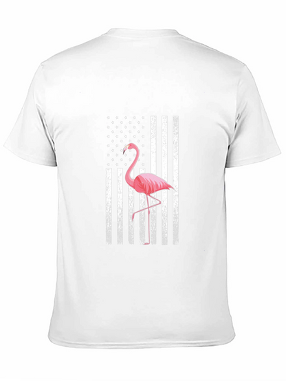Flamingo American Flag Graphic T-Shirt
