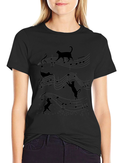 Musical Cats T-Shirt - Black Tee