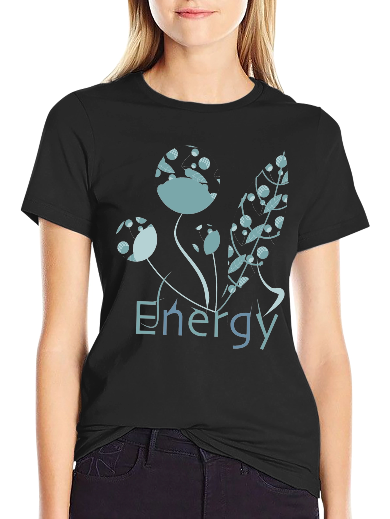 Energy Floral Graphic Black T-Shirt