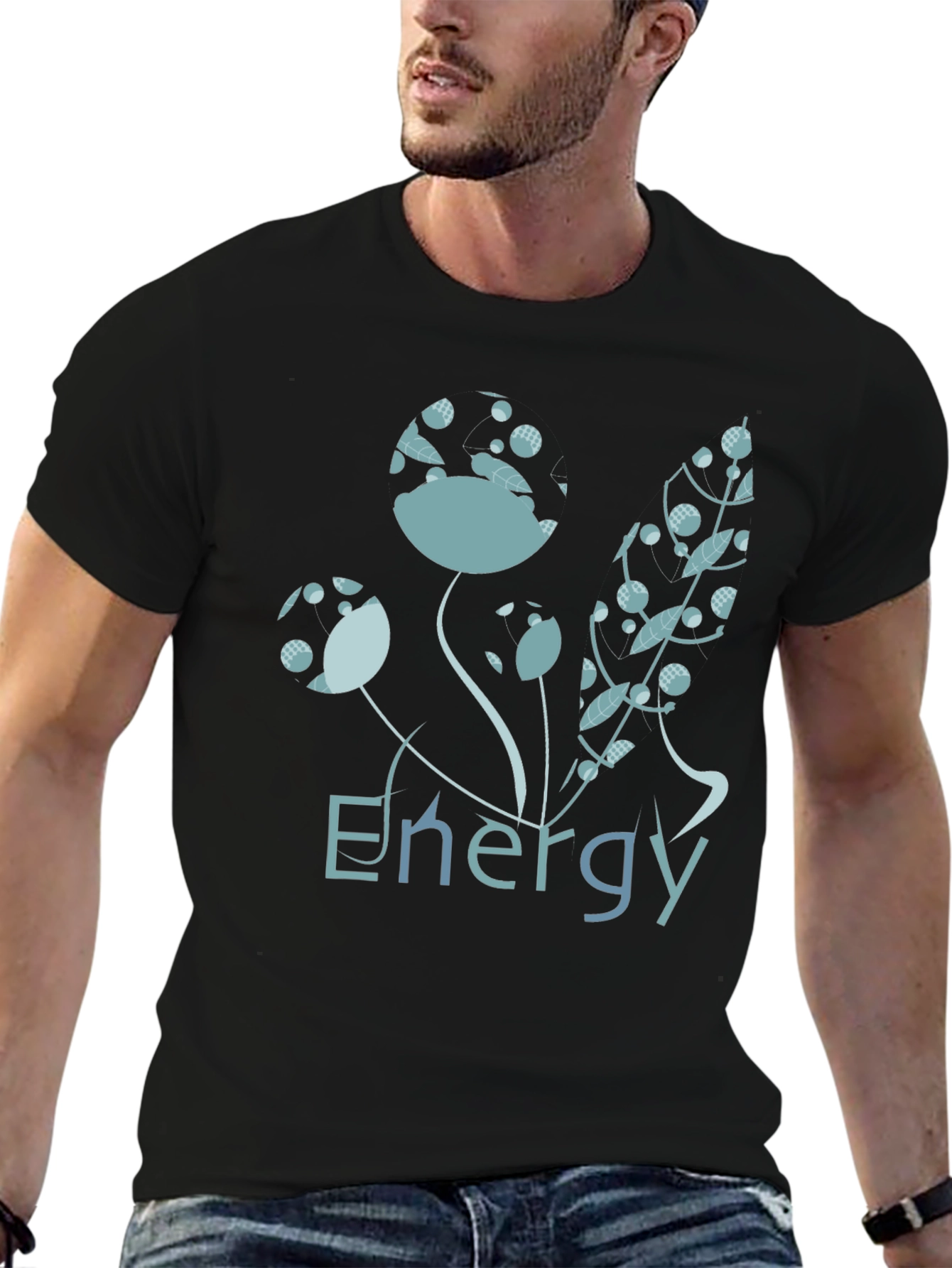 Energy Floral Graphic Black T-Shirt