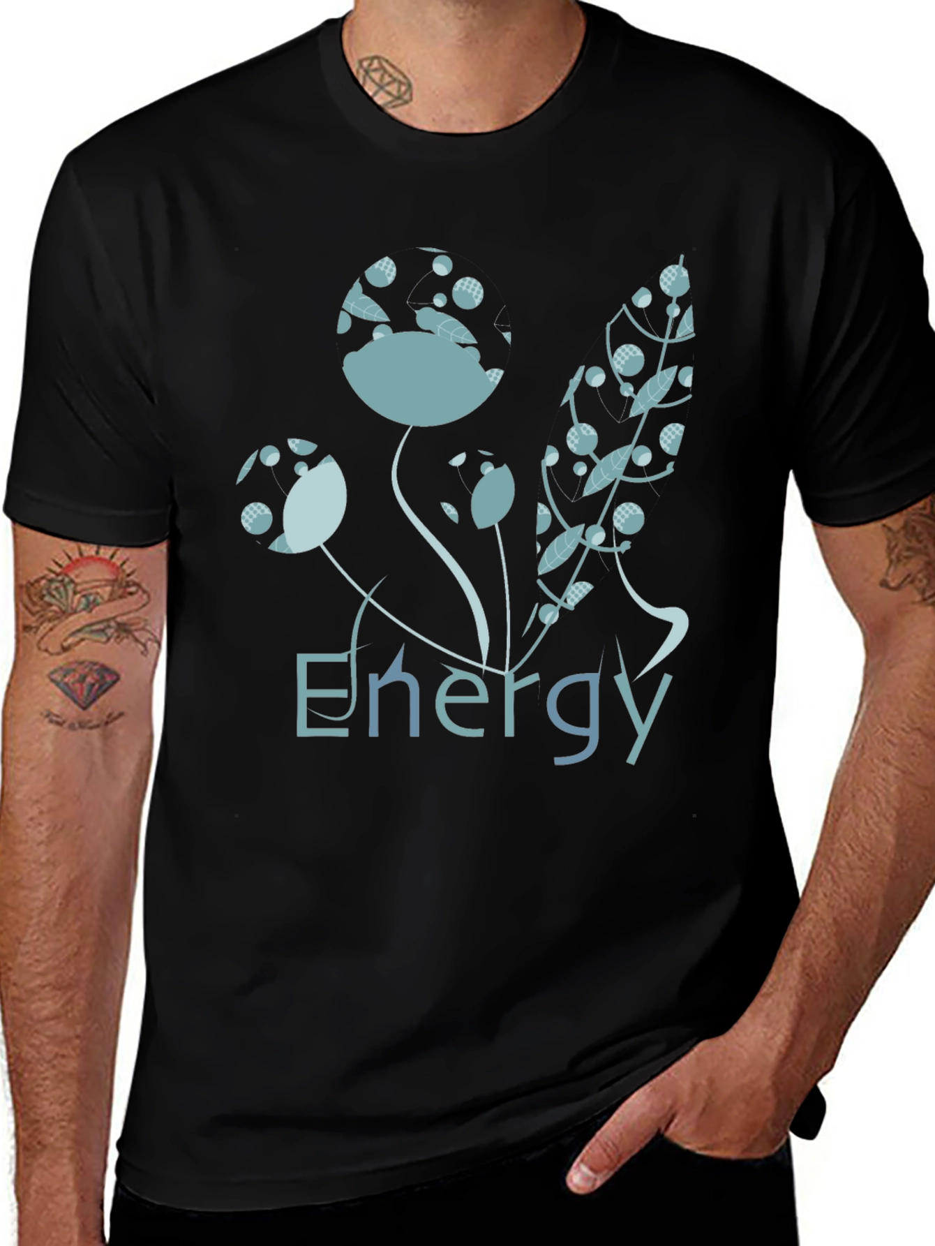 Energy Floral Graphic Black T-Shirt