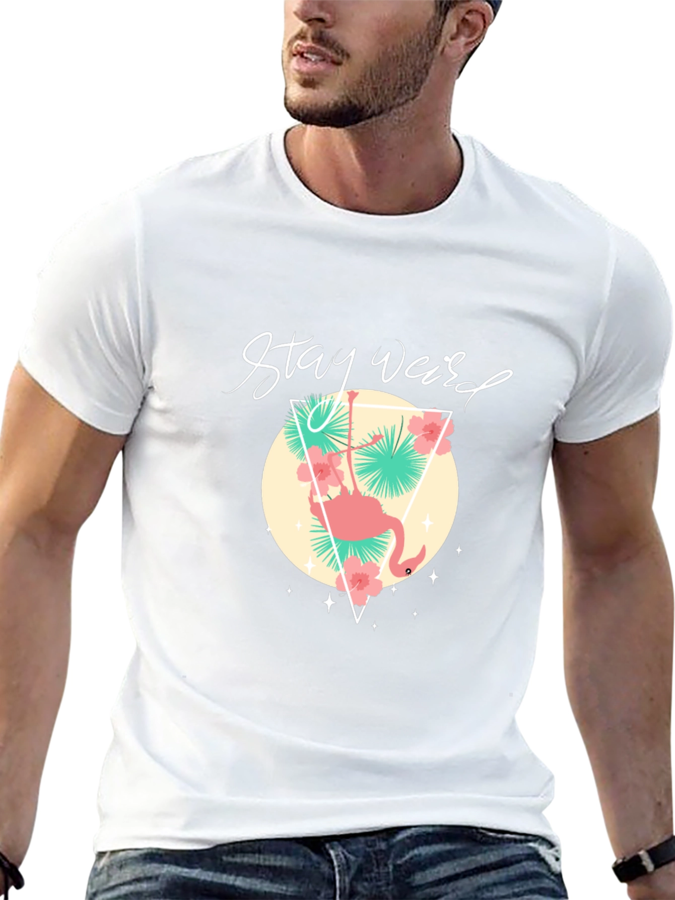 Stay Weird Graphic Tee - Flamingo Design