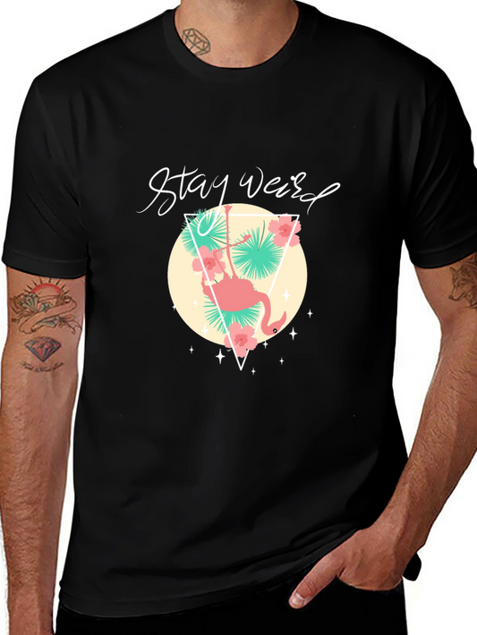Stay Weird Graphic Tee - Flamingo Design