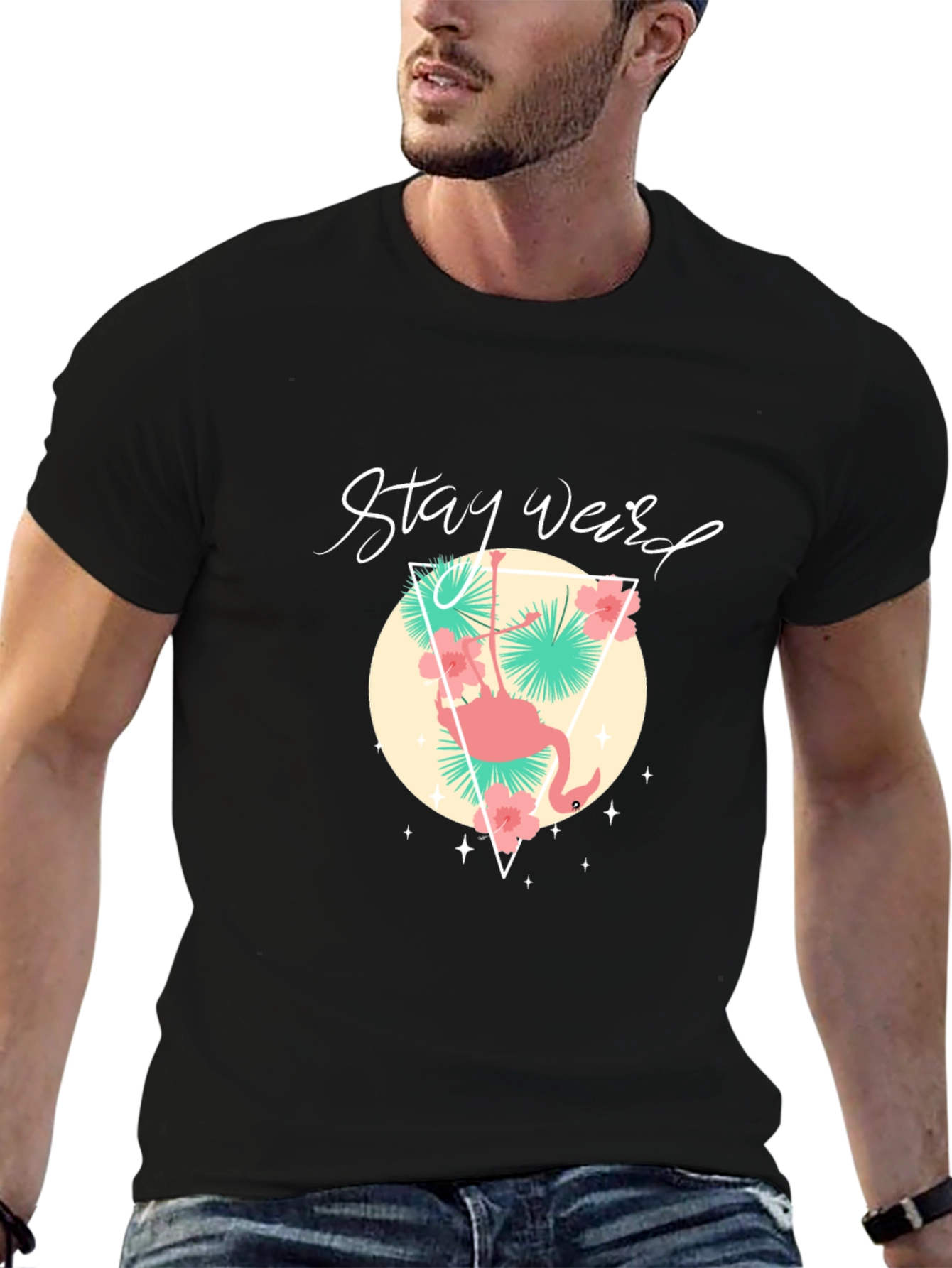 Stay Weird Graphic Tee - Flamingo Design