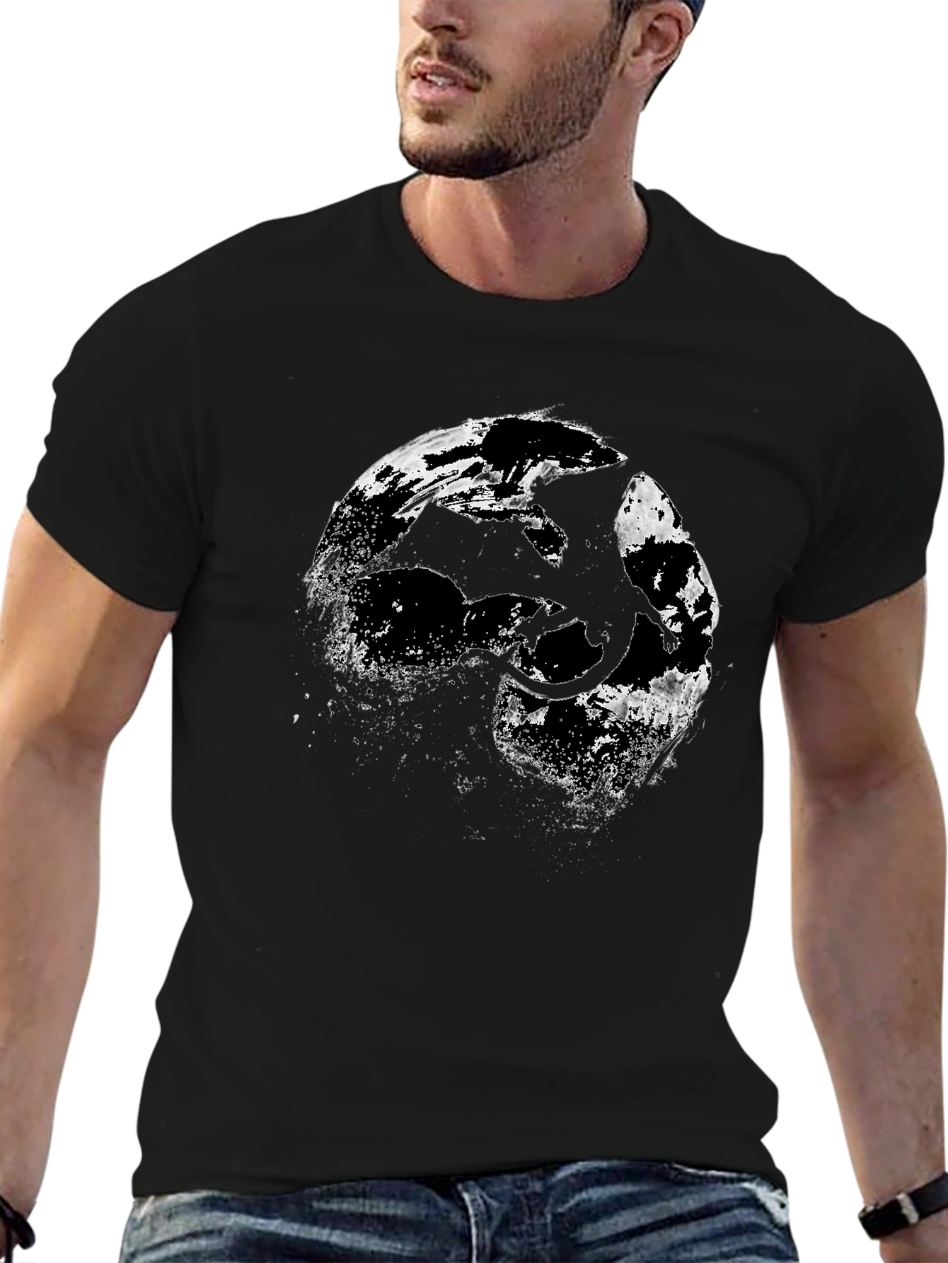 Dragon Silhouette Graphic Black T-Shirt