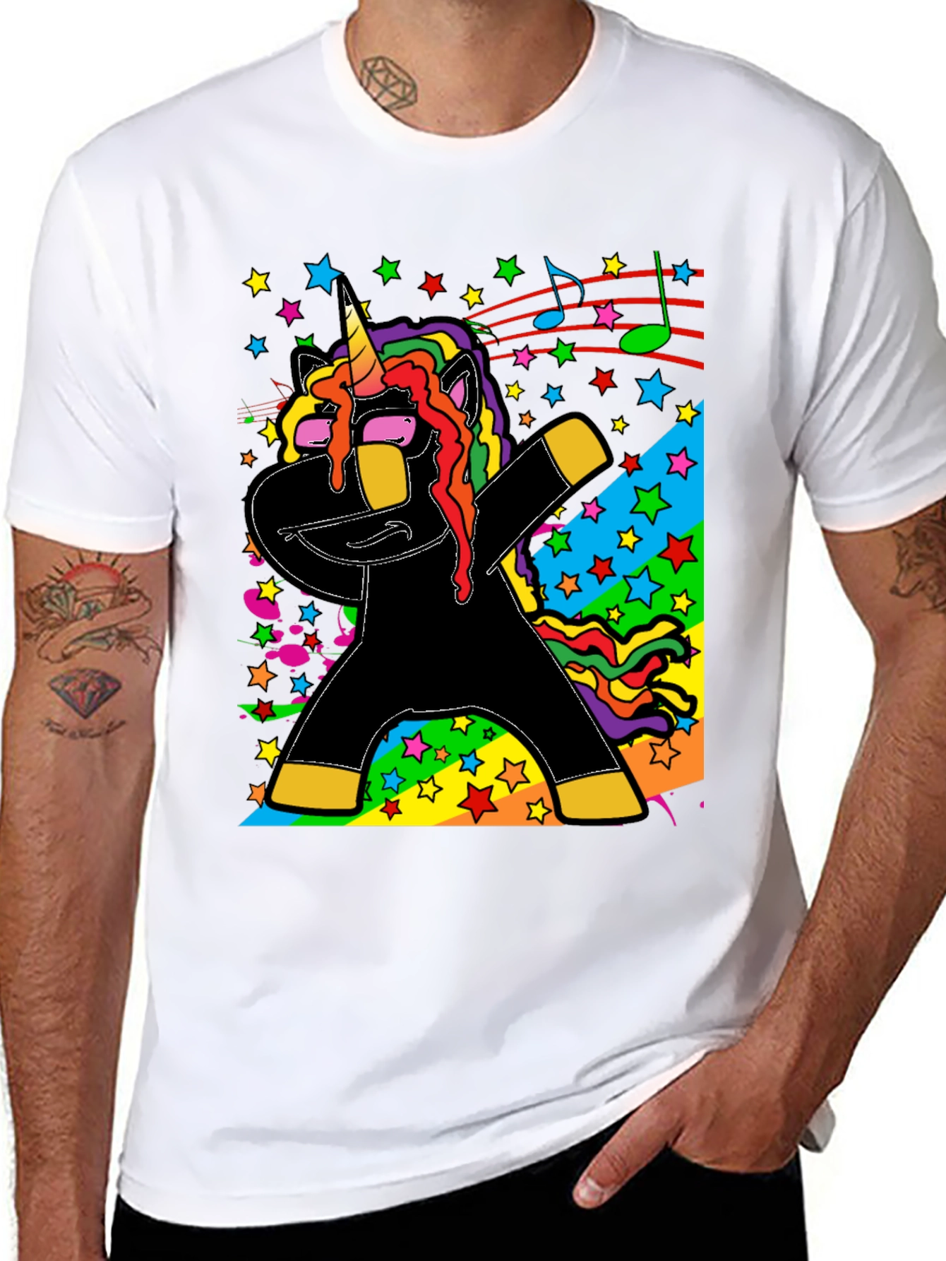 Dabbing Unicorn Black Graphic Tee