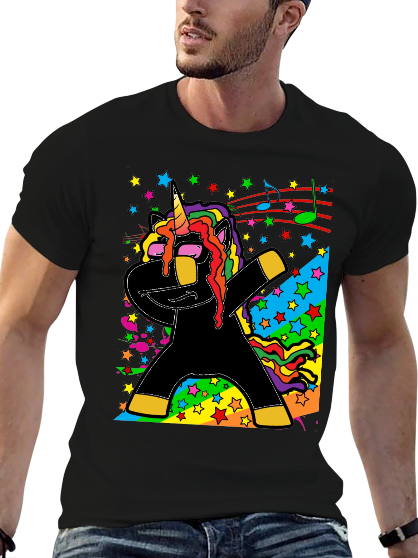 Dabbing Unicorn Black Graphic Tee