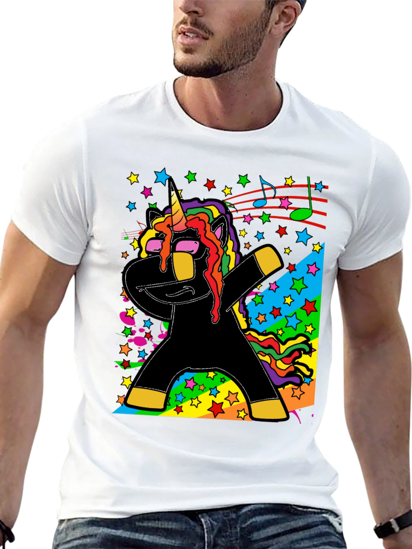 Dabbing Unicorn Black Graphic Tee