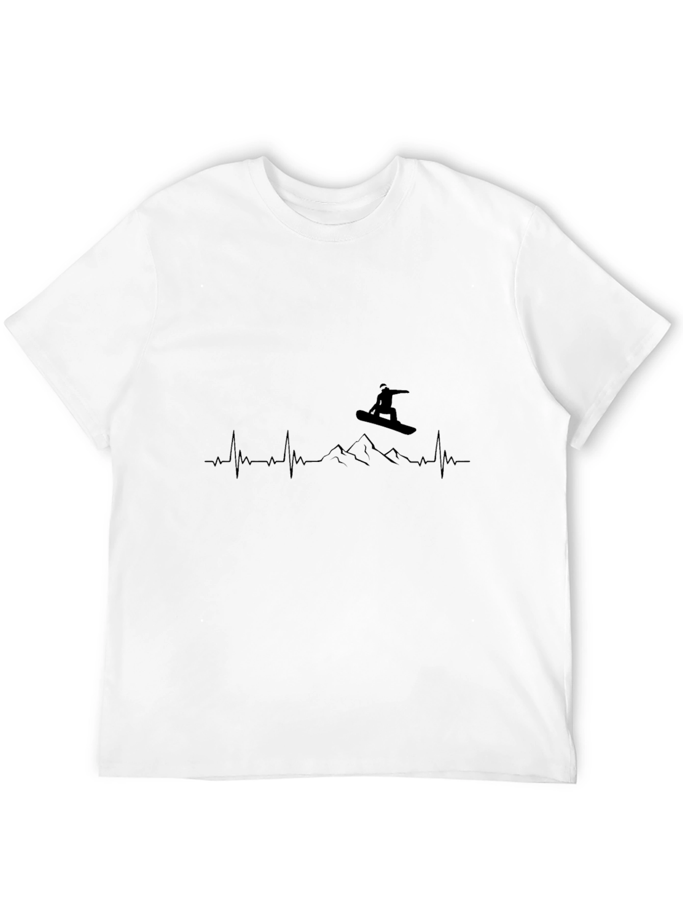 Snowboarder Heartbeat T-Shirt - Black