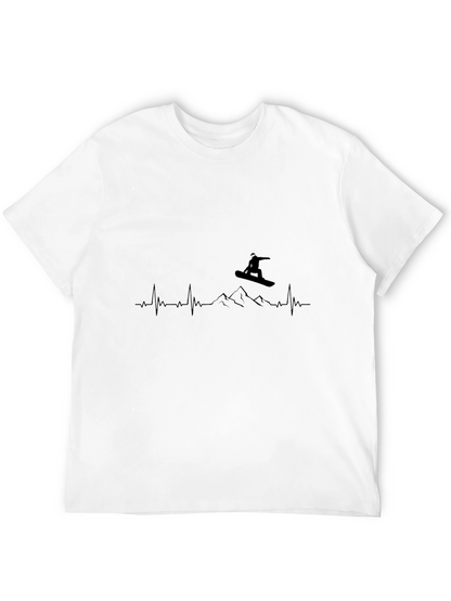 Snowboarder Heartbeat T-Shirt - Black