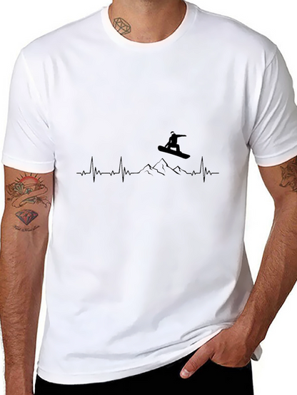 Snowboarder Heartbeat T-Shirt - Black