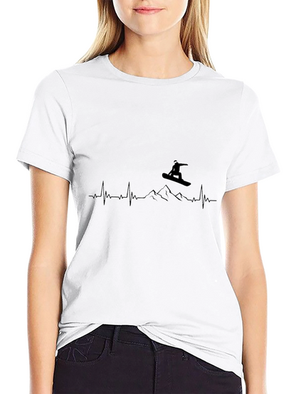 Snowboarder Heartbeat T-Shirt - Black