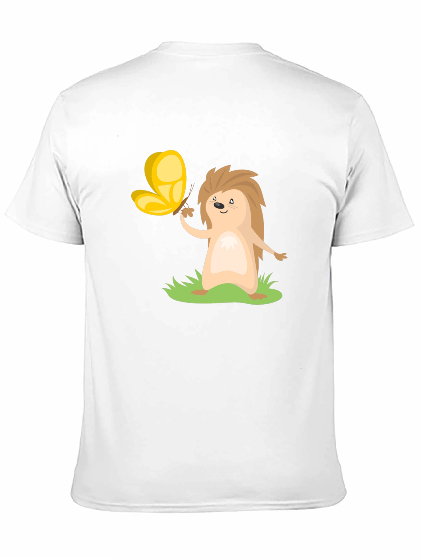Cute Hedgehog & Butterfly Black T-Shirt