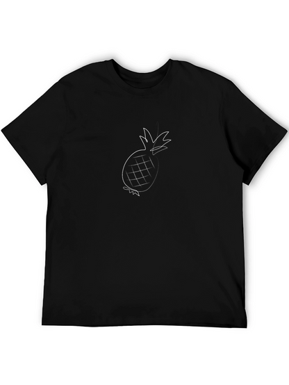 Minimalist Pineapple Graphic Black T-Shirt