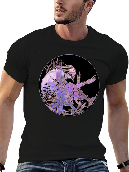 Artistic Graphic Tee - Stylish Black Cotton Blend