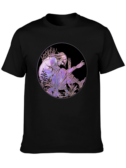 Artistic Graphic Tee - Stylish Black Cotton Blend