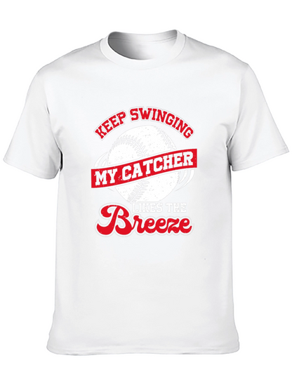 Keep Swinging Baseball Catcher Novelty T-Shirt