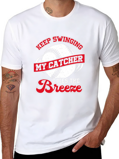 Keep Swinging Baseball Catcher Novelty T-Shirt