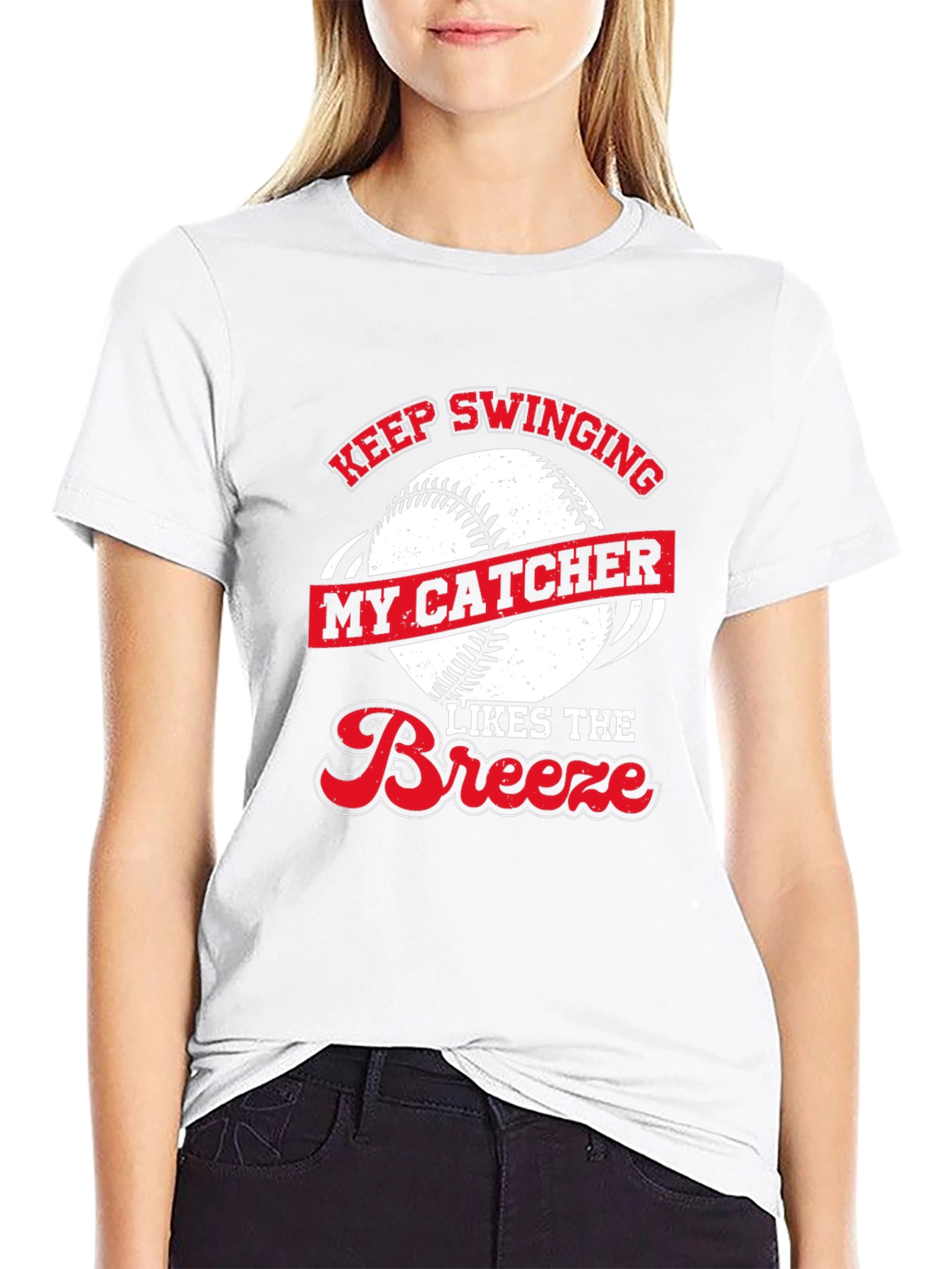 Keep Swinging Baseball Catcher Novelty T-Shirt