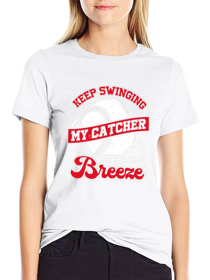 Keep Swinging Baseball Catcher Novelty T-Shirt