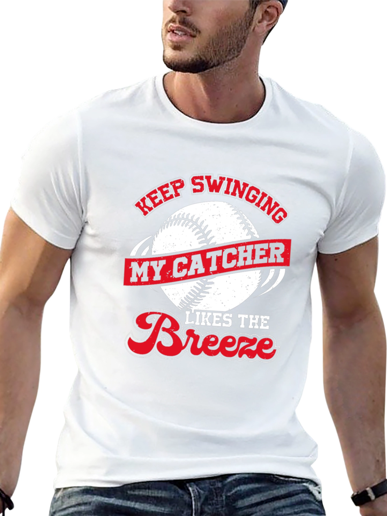 Keep Swinging Baseball Catcher Novelty T-Shirt