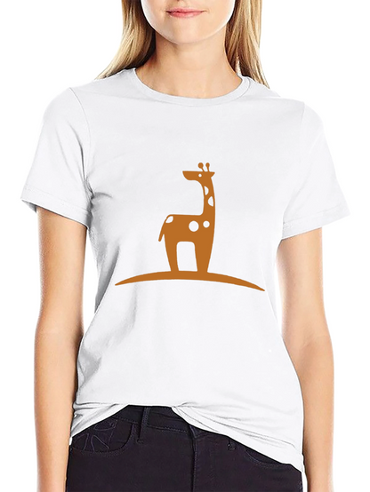 Giraffe Silhouette Graphic T-Shirt - Black