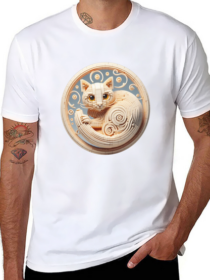 Black T-Shirt with 3D Cat Design