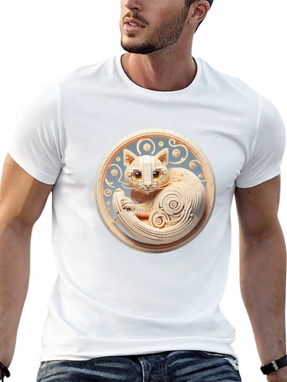 Black T-Shirt with 3D Cat Design