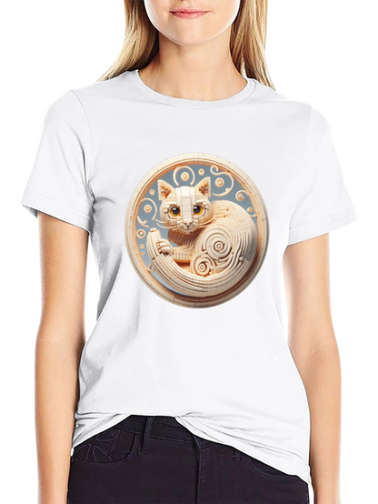 Black T-Shirt with 3D Cat Design