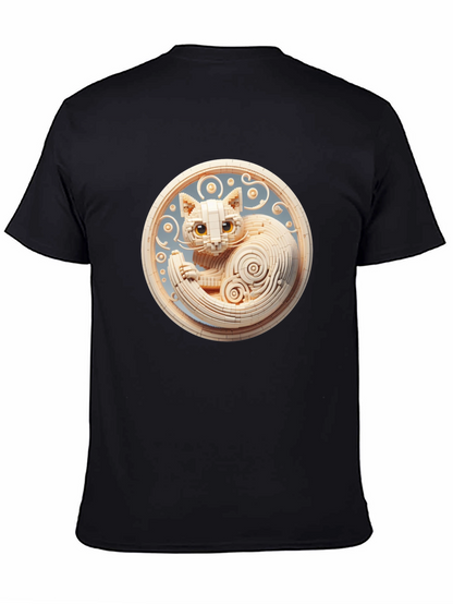 Black T-Shirt with 3D Cat Design