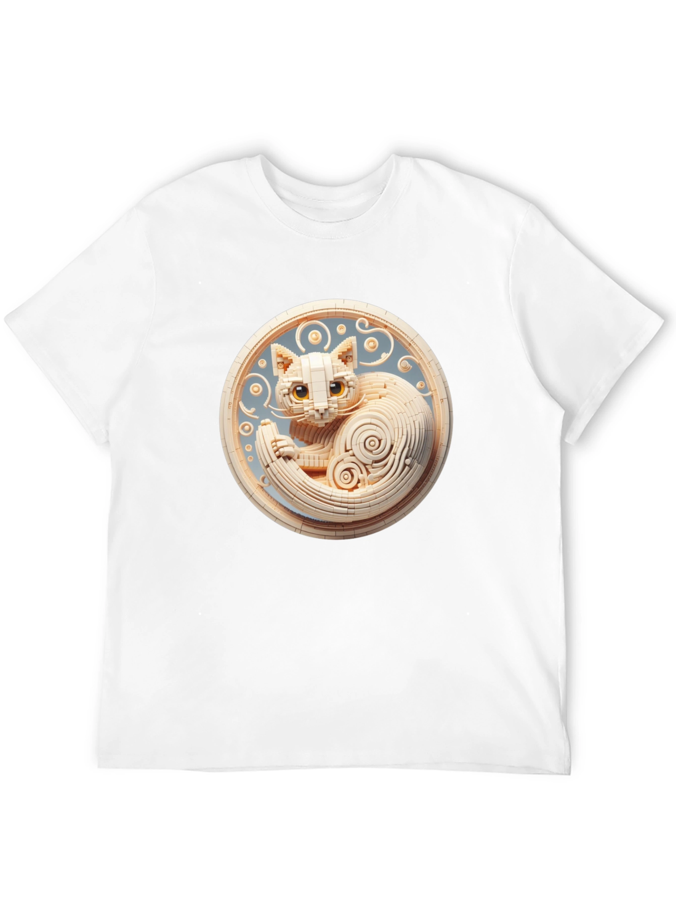 Black T-Shirt with 3D Cat Design