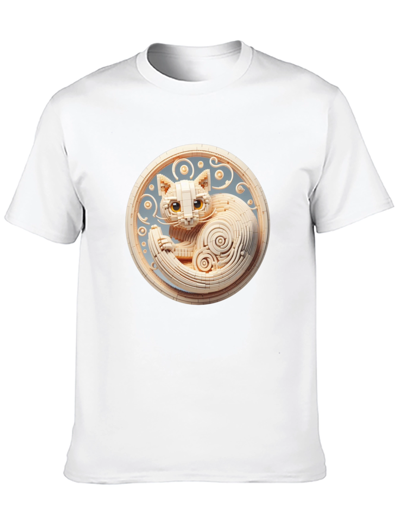 Black T-Shirt with 3D Cat Design